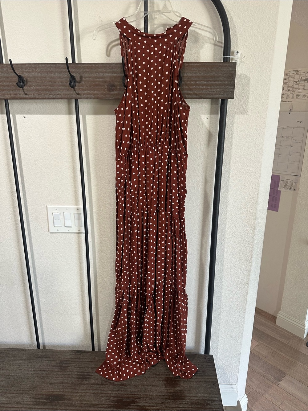 Polka Dot Sleeveless Maxi Dress in Rust SHEIN